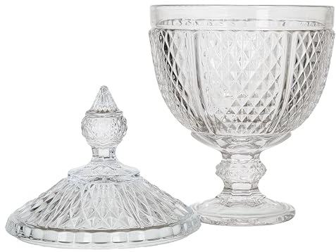 Home Deco Factory, KA0543, Porta Caramelle di Design in Vetro Trasparente, Forma Diamante, Ideale per Caramelle e Oggetti Decorativi, Altezza 31 cm, Colore Trasparente, Design Assortiti