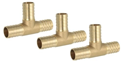 PATIKIL 3 Stück 1 Zoll Messing T Stück Wasseranschluss Golden | 3 Wege T-Schlauchverbinder Verbindungsstück T Form Messing Schlauchtülle, Für Wasser Luft Druckluftschlauch Gas Öl Rohr