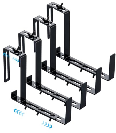 4 Stück Fensterkastenhalterungen, verstellbare Pflanzkastenhalterungen für Pflanzkästen 14 cm bis 20,3 cm tief, robuste Wandhalterung, Blumenkastenhalter, perfekt für Zaun, Garten, Balkon, Schwarz