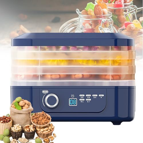 Essiccatore E Disidratatore Elettrico per Carne, Essiccatore per Carne A 3/5 Strati, Flusso d'Aria A 360°, Controllo Tramite Microcomputer, Temperatura Regolabile 35-70 ℃ E Timer 48 Ore 3-Tier