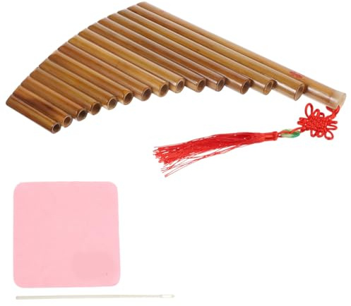 Traditionelle Bambus Panflöte 15-rohr G-stimmung Braun | 1 Stück , Inklusive Reinigungsstab und Tuch , Fein Verarbeitet Zufällige Farbe Zufälliger Stil