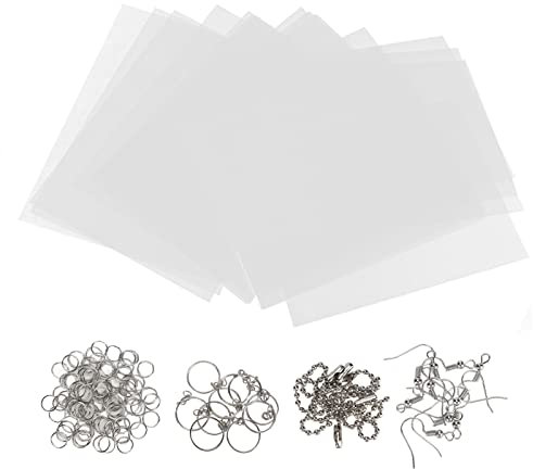 Baxnore 20 Stück bedruckbare Schrumpffolien, Schrumpffolien-Kunstpapier mit Schlüsselringen, Schrumpffolienbögen, Schrumpffolien-Set, Schrumpffolien-Set