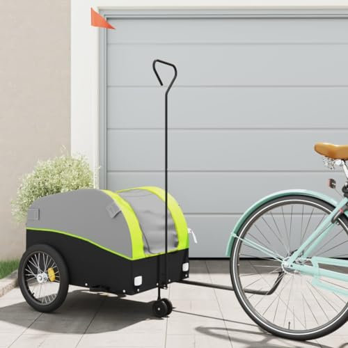 Somanki Fahrradanhänger Schwarz und Grün 45 kg Eisen, Fahrrad Anhänger, Lastenanhänger, Handwagen, Fahrrad-lastenanhänger, Lastenfahrrad - 94151
