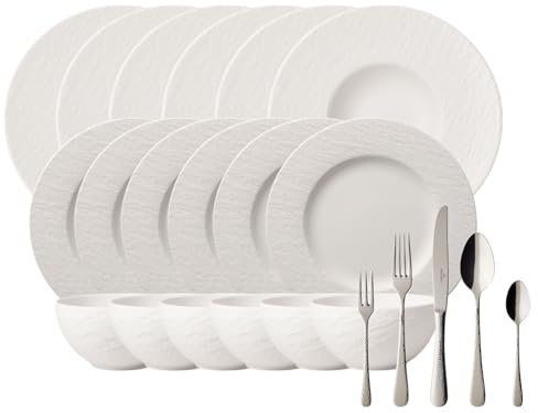 Villeroy & Boch Manufacture Rock Blanc Set 18tlg + Besteck Leandra