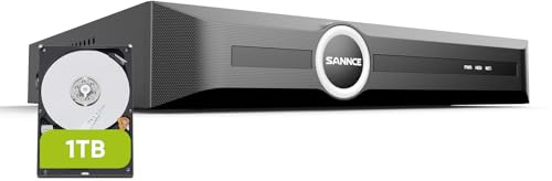 SANNCE 6MP POE NVR, Human/Vehicle Detection, Remote Access, Network Video Recorder, Plug & Play Power over Ethernet, 1TB Hard Drive, Only Compatible PoE Cameras