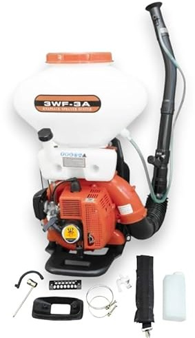 Atomizador de Gasolina con Mando Central 3WF-3, Sulfatadora de Mochila, Pulverizador de Espalda para Líquido y Polvo, Soplador de Hojas, Motor de Dos Tiempos 2.13 KW, 25 litros