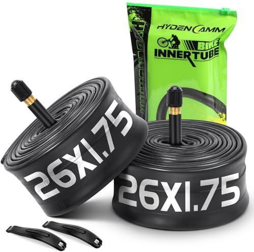 Hydencamm 2 Pack 26x1.75/2.125 Tire Tubes, 26x1.75 26x1.95 26x2.10 26x2.125 with 35mm Schrader Valve, Butyl 26x1.95 Bike Tube with 2PCS Levers, Compatible with MTB and Cruisers, City Bikes, Road Bikes