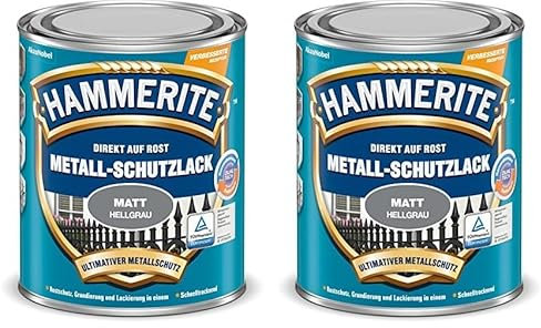 AKZO NOBEL (DIY HAMMERITE) Metall-Schutzlack matt grau0,750 L, 5134936, 0.75 Liter (Packung mit 2)