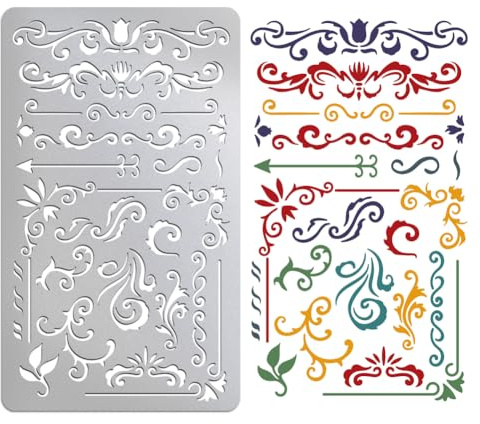 UNICRAFTALE Eck Metallschablone Zum Malen Vintage Blumen Blumenspitze Schablone Zeichenvorlage Edelstahl Wiederverwendbare Vorlage Für Heimwerker Scrapbooking Schnitzen Gravieren Holzbrennen
