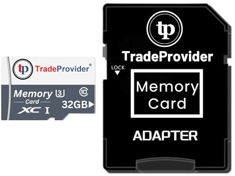 TradeProvider TF Memory Card, Up to 140MB/s Read Speed, A1, C10, U3, V30, 4K Video Recording, for Smartphones Drones Tablets Dash Security Cameras (Adapter and 32GB)