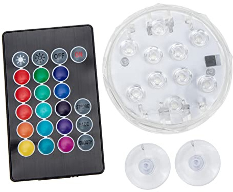 TOYANDONA Luz Led Sumergible Subacuática Para Piscinas Elevadas Mando Remoto Rgb, Ip68, 15 Colores Ajustables Para Decoración y Ambiente Acuático