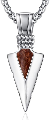 Pfeilspitze Anhänger Kette Herren Silber Hölzerne Pfeilspitze Halskette Kettenanhänger Hölzerne Schmuck Geschenke Zum Geburtstag Männer