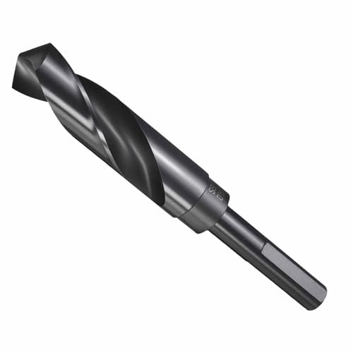 CoCud Drill Bit 22mm Diameter 1/2 Shank 3-Flat 4341 HSS | High Speed Steel Reduced Shank Bits Nitriding Black 118° Angle - (Applications: for Drilling Plastic Wood)