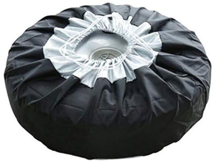 1Pc Dust Proof Car Spare Tire Cover Waterproof Wheel Protection Cover Drawstring Wheel Protection Cover for Car SUV Truck (Black)