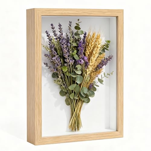 3D Shadow Box, 21 x 29.7cm Picture Frame, Deep Box Photo Frame Deep Frames Display Boxs Wooden Deep Boxs Square Photo Frames for Medal Flower & Crafts Display(Wood Color)