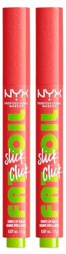 NYX Professional Makeup Fat Oil Slick Click Balsamo Labbra Tonalità 03 No Filter Needed Colorato Idratante Effetto Lucido a Lunga Tenuta 12h con Olio di Avocado Lampone e Camemoro - 2 Balsami Labbra