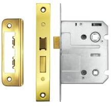Bathroom Sash Lock 76mm with 57mm Backset Reversible Latch Privacy Mortice Lock for Bathroom Doors (Polsihed Brass)