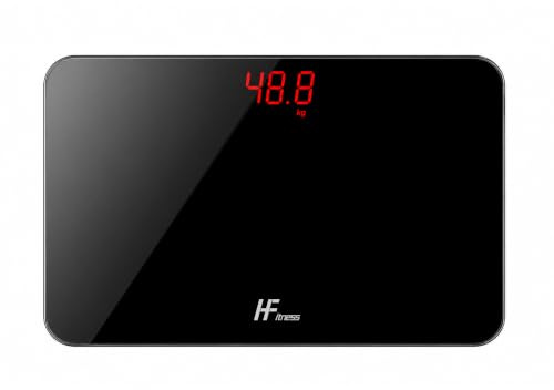 HomeFashion HFitness Portabel Personvåg för Resor Digital Badrumsvåg med Röd LED-display Hög Precision Kapacitet 180 kg 28 x 18 cm Svart