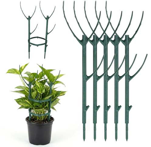 5pcs Plant Supports for Indoor Plants Monstera Support Stackable Pole Support Garden Plant Stakes for Indoor Outdoor Climbing Plants Holder Stick