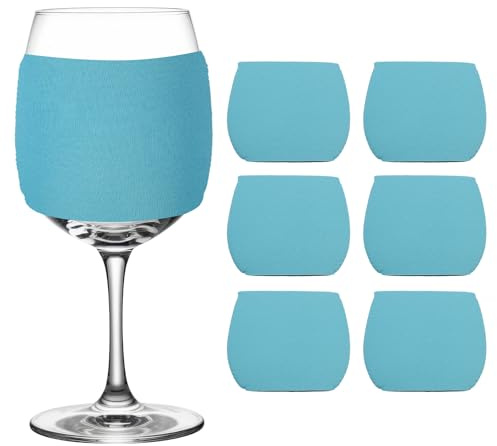QUARKZMAN 6 Pezze Maniche Per Bicchieri Da Vino In Sublimazione Blu | Per Proteggere Bicchieri Da Vino E Bevande Fredde, Coperture Isolanti In Neoprene, Riutilizzabili