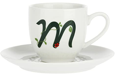 La Porcellana Bianca - Tazzina da Caffè con Piattino Lettera 'M' in Gift Box - Solotua - Arredo Casa, Tè, Caffè e Colazione - Porcellana - 90 cc