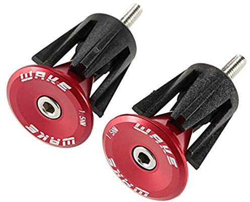 Bar End Plugs Wake Handlebar End Caps Bike HandleBar Plugs for Most Bicycle, Mountain Bike, Road Bike, MTB, BMX (2 Counts, Rubber Sponge Aluminum, Red)