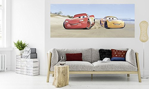 Komar Disney Vlies Fototapete | CARS BEACH | 100 x 250 cm | Tapete, Wand Dekoration Auto, Rennauto, Sport, Kinderzimmer | 003-DVD1