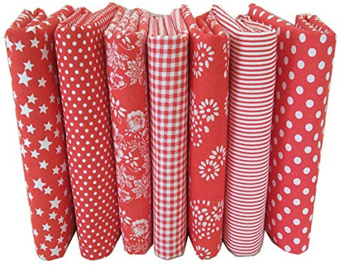 Egurs 7 stücke Rot Stoffpakete Baumwollgewebe Patchwork Stoffe Baumwolle Tuch DIY Handgefertigte Nähen Quilten Stoff Baumwollgewebe 25 * 25