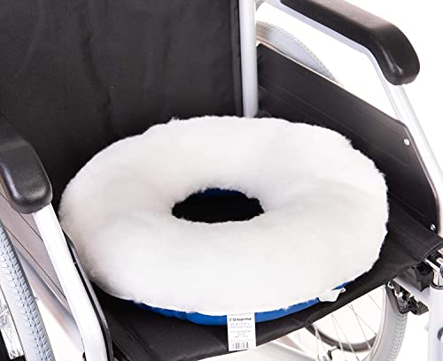 OrtoPrime Cojín Antiescaras para Coxis - Prevención y Tratamiento de Ulceras por Presión - Asiento Ortopédico para Sillas de Ruedas, Oficina, Coche y hogar - Cojín Postural Redondo con Agujero