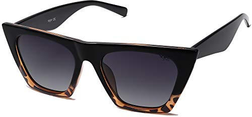 SOJOS Sonnenbrille Damen Polarisiert Vintage, Sonnenbrille Herren Retro Groß Cateye Verspiegelt Eckig Coole Frauen 90er Jahre Rechteckige Mode Unisex UV400 Schutz Brille SJ2115