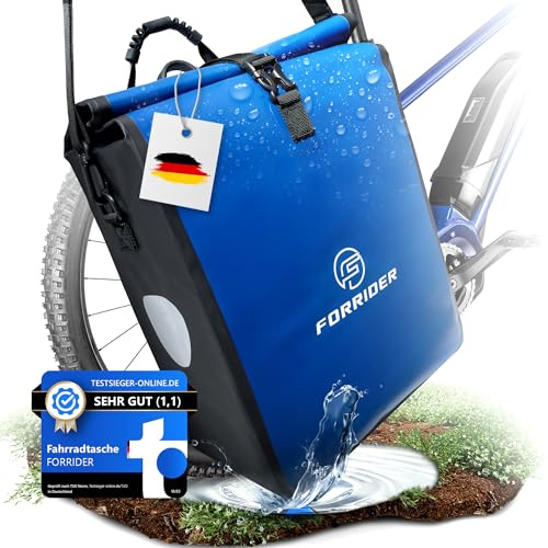 Forrider Fahrradtasche Wasserdicht für Gepäckträger [22L] mit Schultergurt & Reflektoren | Fahrrad Gepäckträgertasche | E-Bike & Fahrrad Tasche Fahrradtaschen Gepäckträger Tasche hinten