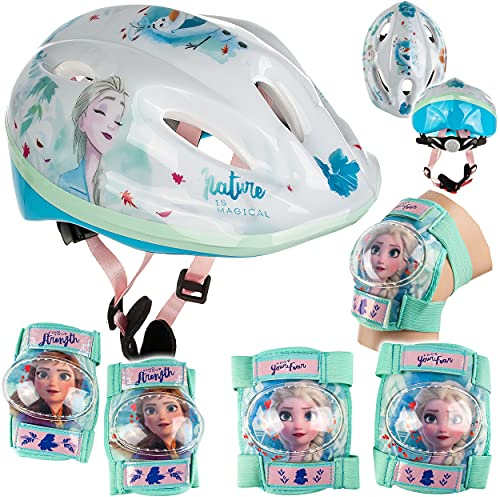 alles-meine.de GmbH 5 TLG. Set: - Sicherheitsset - Kinderhelm/Fahrradhelm - die Eiskönigin - Frozen - Gr. 52-56 - Circa 3 bis 15 Jahre - Größen verstellbar/mitwachsend - TÜ..