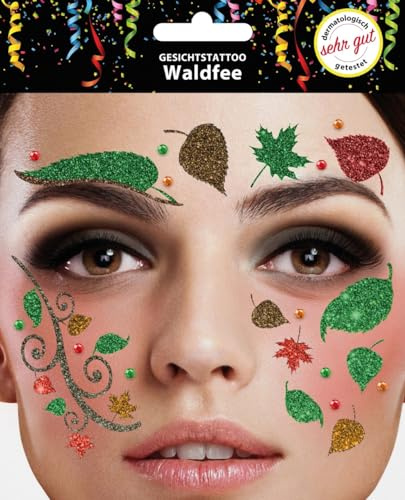 Gesichts-Tattoo - Glitzer Aufkleber Klebetattoos (Waldfee)