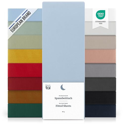 Blumtal Basics set med 2 påslakan 135 x 190 x 30 cm - påslakan 135 x 190 högkvalitativ mikrofiber - mjuk, slitstark, anti-veck - Oeko-Tex certifierad - ljusblå
