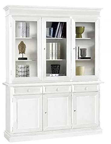 Mar.c.a. Design, Vitrina Salon, Libreria Estanteria Madera, Estanteria Blanca - Alacena de Cocina y Mueble Salón de Estilo Clásico - Mueble Cocina con Puertas y Cajones 156x42x205H - Made in Italy