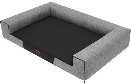 HOBBYGARDEN Haustierbett Hundeliegen Kissen Hundebett Liegen Hundekissen Bett Sofa Hundekorb Tierbett Hundesofa Hundematratze: Grau Ökoleinen, XL - 100 x 66 cm