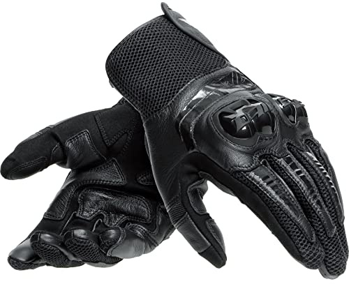 Dainese - Mig 3 Unisex Leather Gloves, Guanti Moto in Pelle per Uomo e Donna, Compatibilità Touchscreen, Palmo Rinforzato e Protezioni in TPU sulle Nocche, Traspiranti, Nero