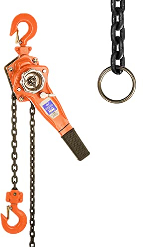 Nisorpa 3/4 Ton Chian Hoist Manual Lever Chain Hoist, 6M Manual Chain Block Lever Hoist 1650lbs Cap 20Ft Lift Ratchet Chain Hoist for Warehouse Transport Garages Construction Zones