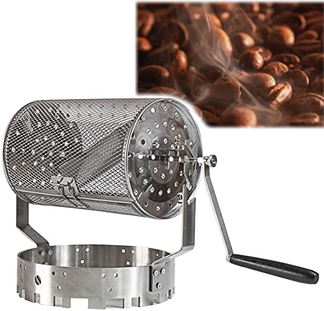 Mstiyx Kaffeeröster maschine-Röstmaschine, Coffee Roaster Mini-Edelstahl-Handkurbel-Retro-Trommel-Röster, kleine temperatursteuerbare Haushalts-Walzenröstermaschine für Zuhause, Freund, Multi-colored
