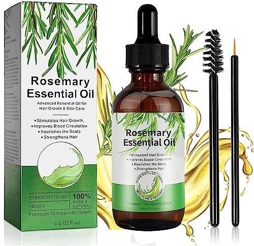 Rosemary Oil for Hair Growth, Rosemary Essential Oils for Hair Loss & Skin Care, Strengthens Hair, Nourishes Scalp, Light Weight, Non Greasy, Improves Scalp Circulation 60 ml for Unisex