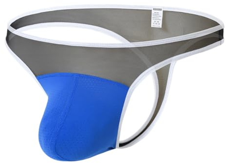 BIATWOWR Herren String Tanga Unterwäsche mit Atmungsaktiven Gewebe Herren-Strings mit ausreichendem Platz im Beutel Blau 2XL