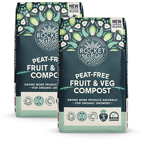 RocketGro - Fruit & Veg Compost Peat-Free Superior Blend - 2 x 40L Bundle - Save 25% - Organic Bio-Active and N:P:K Rich Blend for Growing Healthy Produce, Fruit Trees, and Vegetables