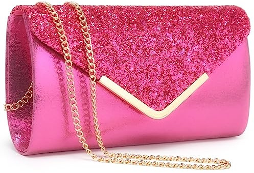 Dasein Women Evening Bags Formal Clutch Purses for Wedding Party Prom Handbags with Shoulder Strap and Glitter Flap