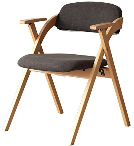 Klappstuhl Klappstühle Esszimmer Einzel-Eventstuhl Mit Armlehne, Bequeme Ergonomische Klappstühle, Esszimmerstuhl Mit Gepolsterten Sitzen, Tragfähigkeit 200 Kg ( Color : Dark brown , S : 52*60*77cm )