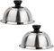 2 Pcs Stainless Steel Burger Covers 16x16x9cm Steak Cover Burger Cloche Bells with Anti-Scald Handle Sanded/Bright Cheese Melting Bell for Cheeseburger Barbecue Steak