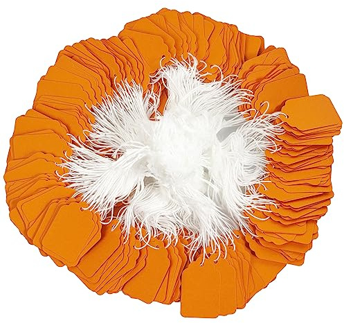 Price Tags with String Attached, Pack of 500 Blank Labeling Writable Tags for Product Jewelry Clothing Arts & Crafts DIY Gift Decorations(1.18x1.18, Orange)