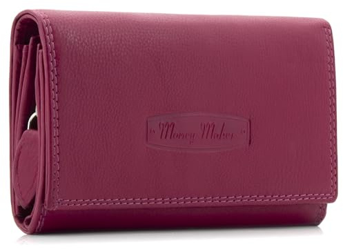 ekavale Geldbörse Damen Leder mit RFID-Schutz 25 Fächer Damen Portemonnaie Lang (Pink)