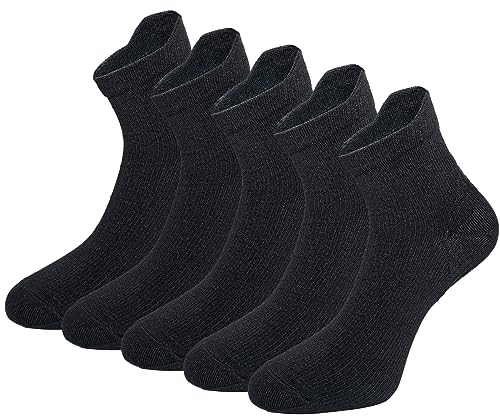 5 Paar Kompressionssocken Sportsocken Laufsocken für Herren & Damen Münner Leichtgewicht Kompressionsstrümpfe Funktionssocken Sneaker Socken (as3, alpha, l, regular, regular, Schwarz)