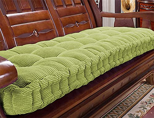 SUCADA 8 cm Dickes Bankkissen für 2-/3-Sitzer im Innen- und Außenbereich, Baumwoll-Sofakissen, Bankauflage für Zuhause, Küche, Esszimmer, Garten, Terrasse, Schaukel (100 x 35 cm, grün)