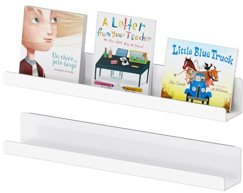 Carmanon Magnetic Book Shelf for Whiteboard, Reusable Acrylic Book Display Shelf with Strong Adsorption Capacity, Magnetic Book Holder for Classroom Refrigerator Office Teacher Kids, White